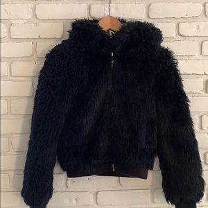 Juicy Couture faux fur hooded bomber